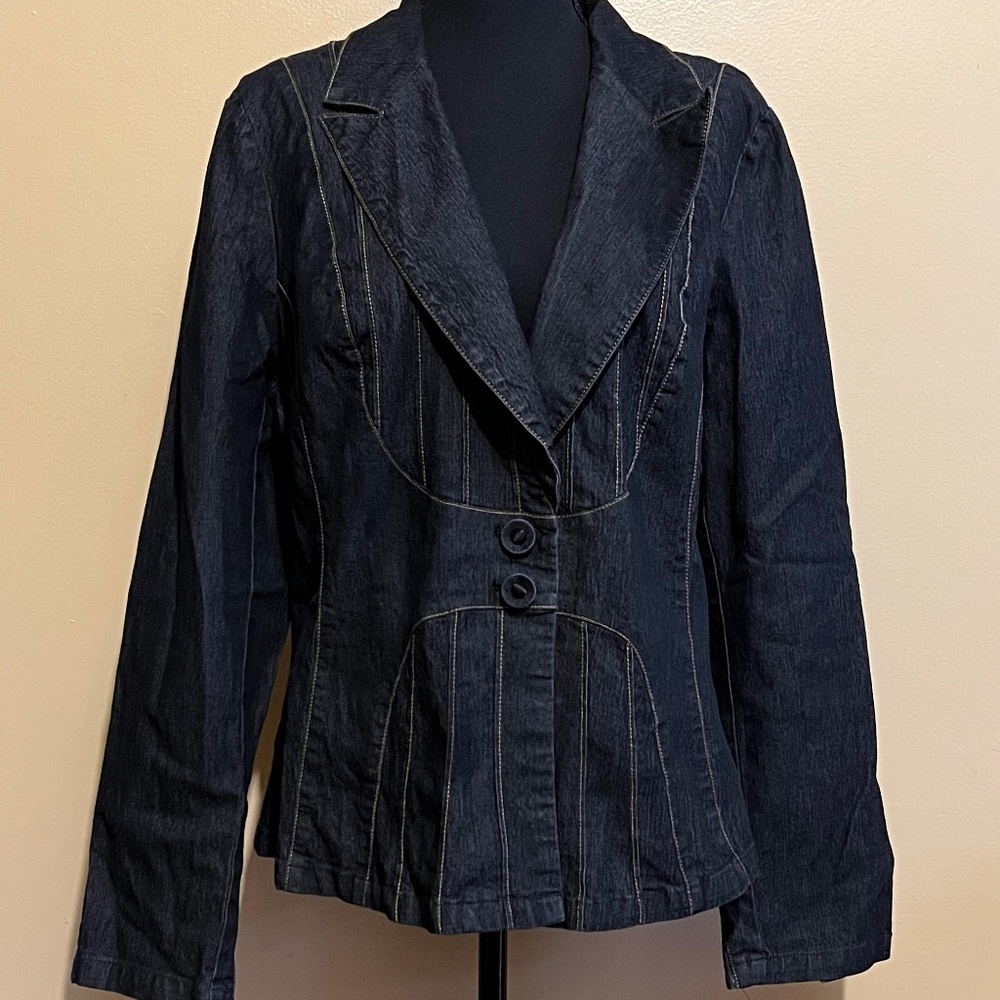 Bisou stretch Denim Jacket and skirt set size 12